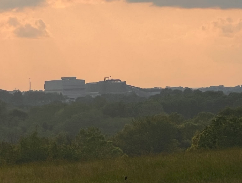 Republic Steel Factory in distance behind trees