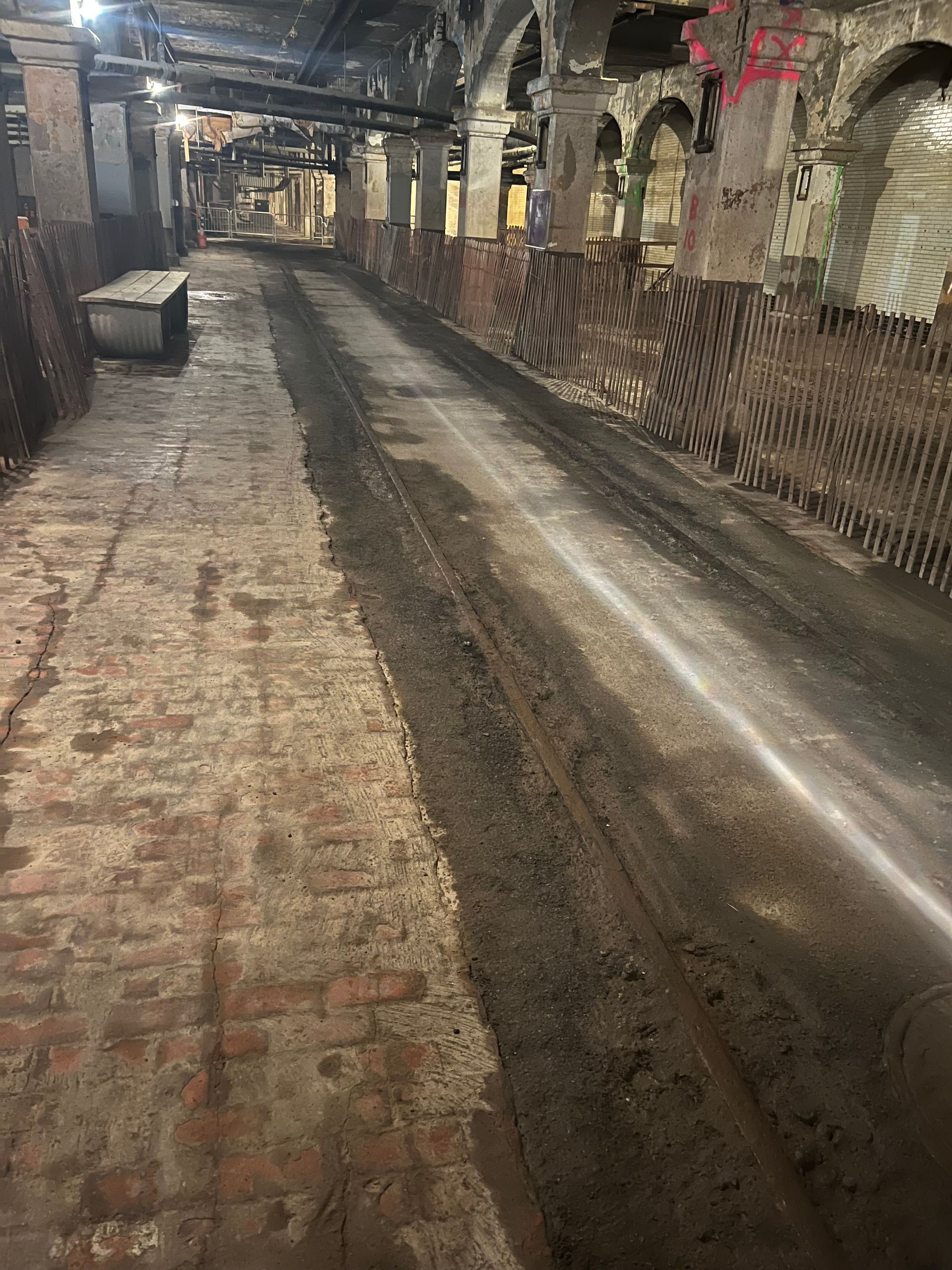 Detroit Ave, Bridge Lower Level Showing old Tram Rails. 