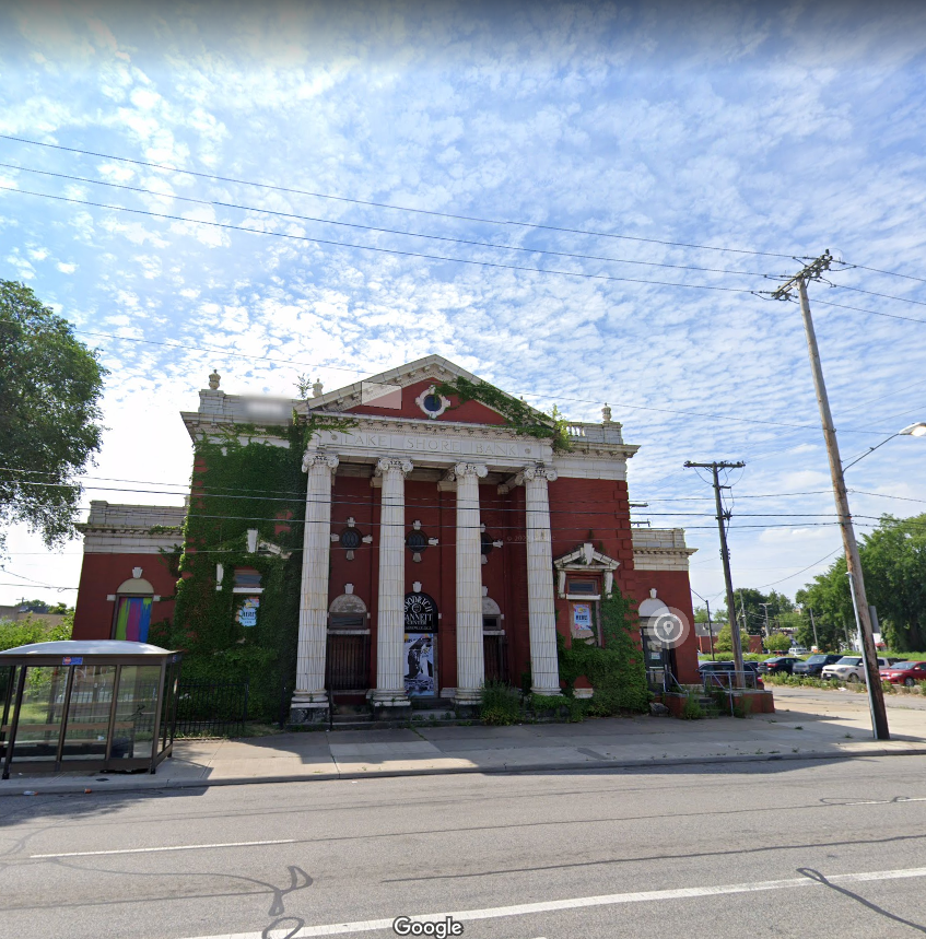 Abandoned Lake Shore Bank Building on E. 55th and  St. Clair Ave. Cleveland Ohio