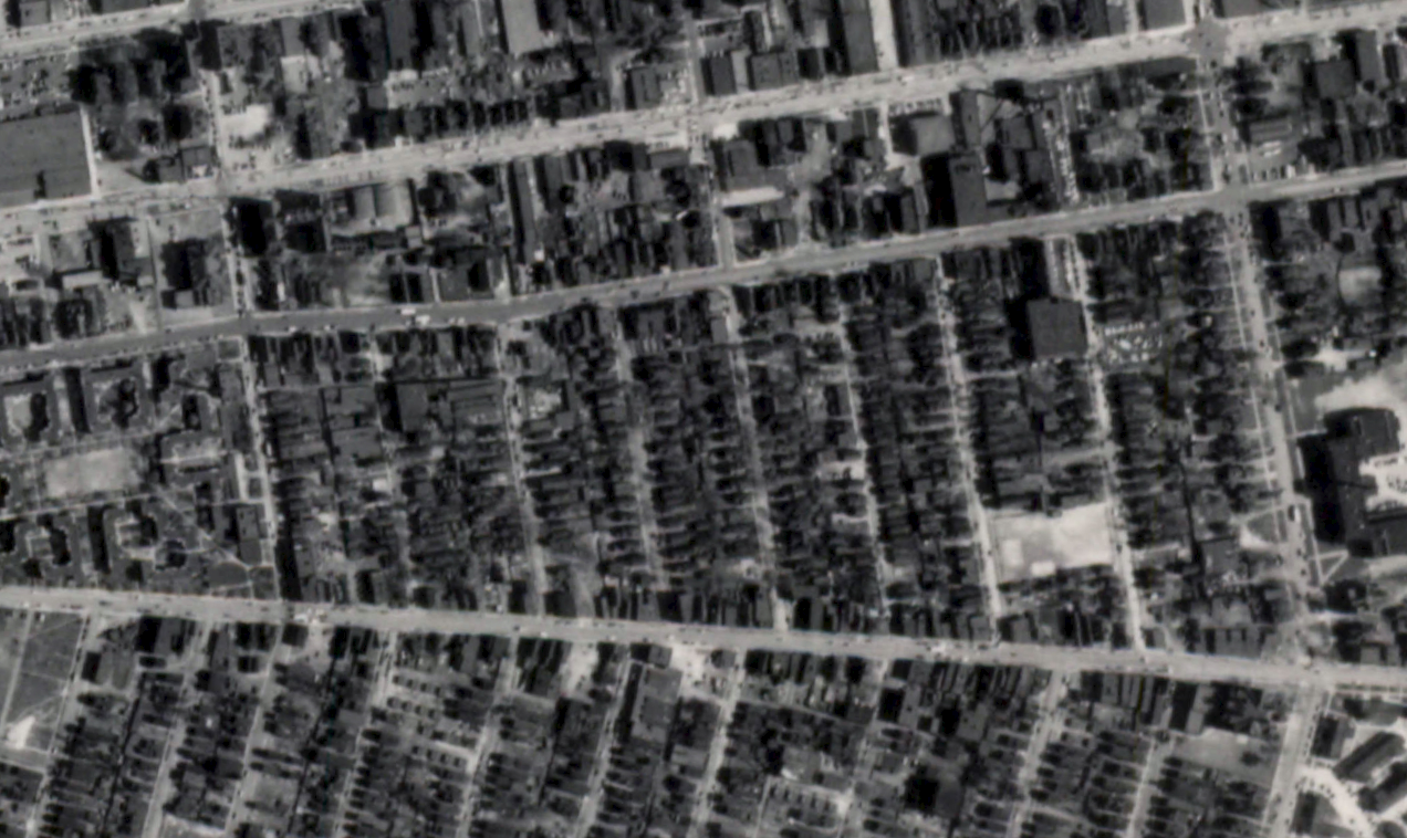 Cedar Ave to the north and Central Ave in the South. c 1951 ARCGIS