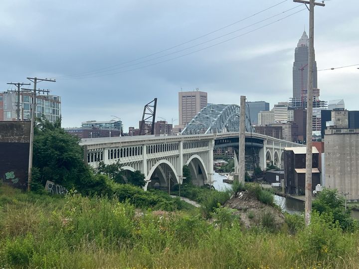 Cleveland's Detroit bridge as seen from W. 25th. 