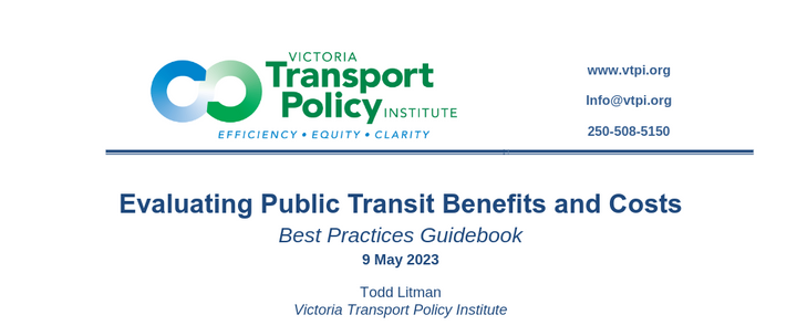 Header of a pdf that shows Victoria Transport Policy Institute logo and contact information. 