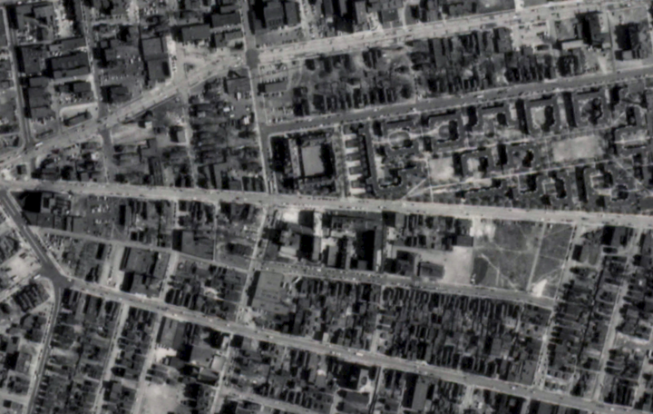 Cleveland Historical ARCGis image from ~1951. This shows the neighborhood that I-90 eradicated. 